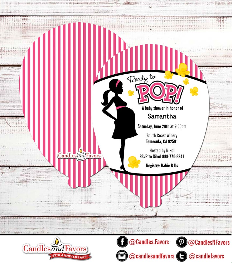 Ready to Pop™ Pink Baby Shower Invitation Printed Balloon Shaped ...