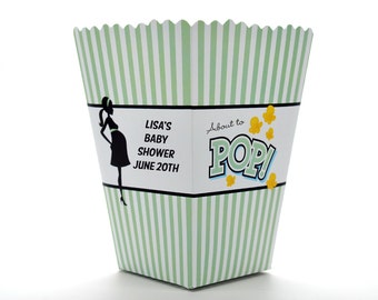 Sage Green Ready To Pop® - Personalized Baby Shower Popcorn Boxes (Set of 10)