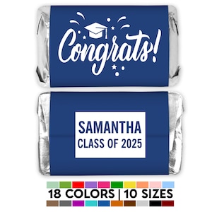 Congrats Graduation Mini Chocolate Candy Bar Wrapper Labels, Class of 2025 Personalized Graduation Chocolate Candy Stickers, 54 Stickers