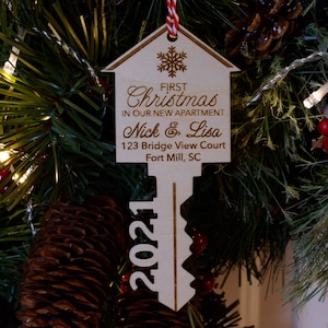 Our First Home Ornament Christmas Key Ornament Our First Christmas in Our New Home Ornament House Ornament Wooden House Ornament image 4