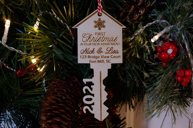 Our First Home Ornament Christmas Key Ornament Our First Christmas in Our New Home Ornament House Ornament Wooden House Ornament image 4