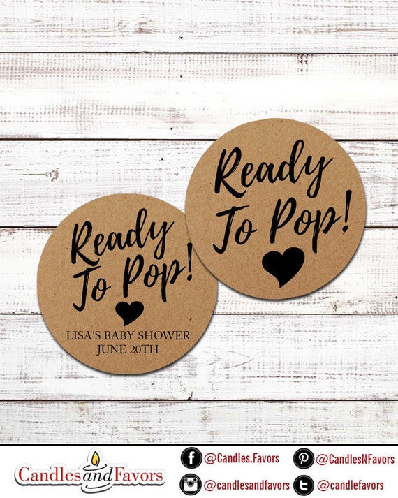 Ready To Pop® Personalized Round Baby Shower Sticker Labels - Available in 10 Round Sizes - Ready To Pop® Brown Round Sticker Labels Il_570xn