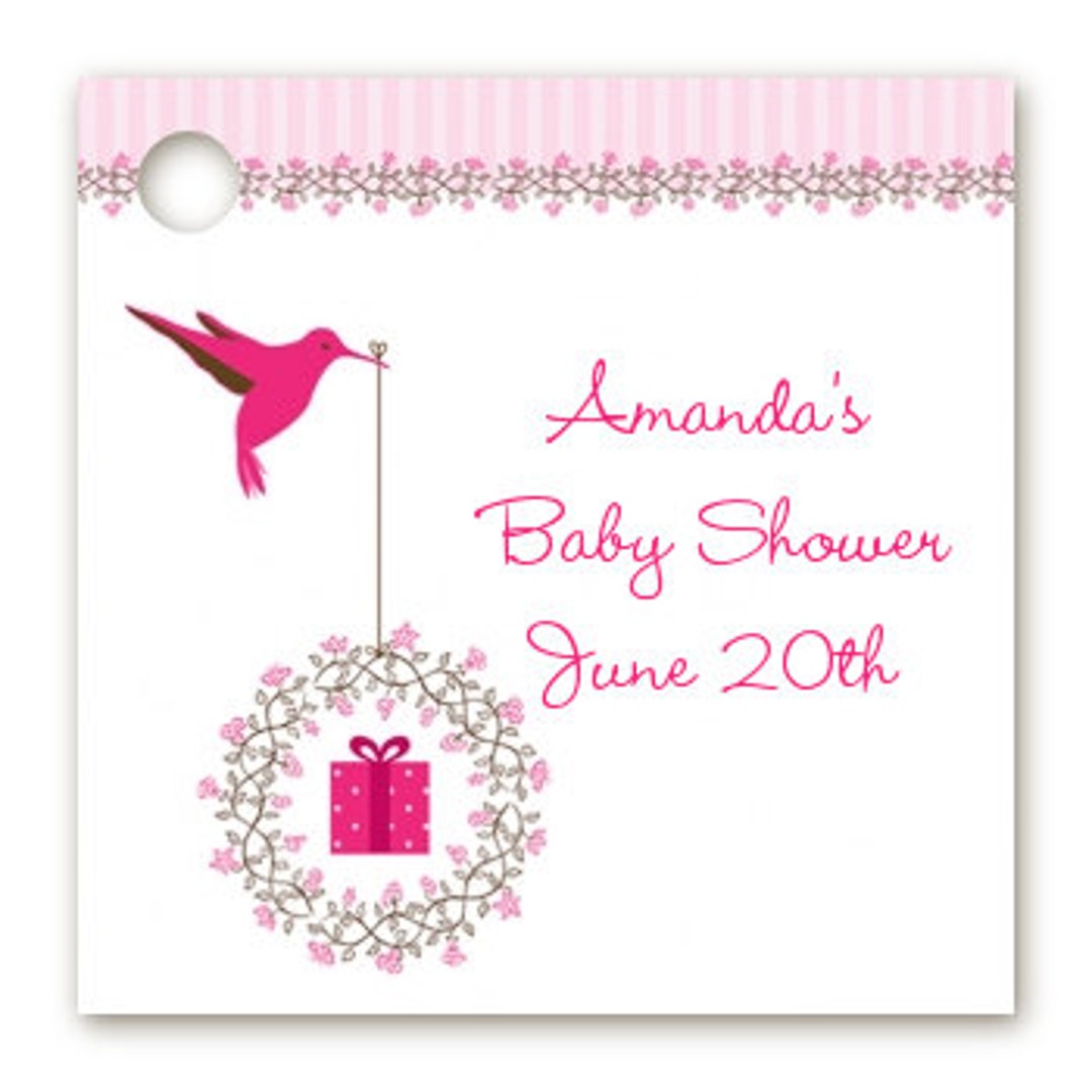 Hummingbird Baby Shower Custom Favor Tags Set of 20 Personalized