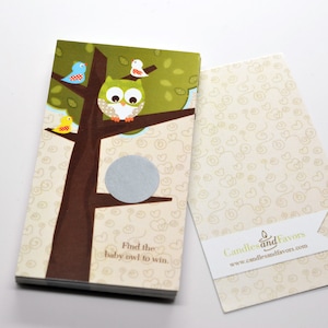 Hibou - Look Whooo's having a baby - Lot de 20 cartes de jeu à gratter pour baby shower