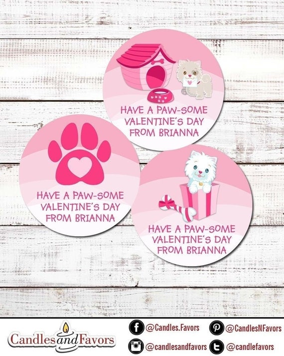Puppy Valentine - Paw-some Valentine Stickers - Happy Valentine's Day Personalized Stickers - Available in 10 sizes Il_570xn