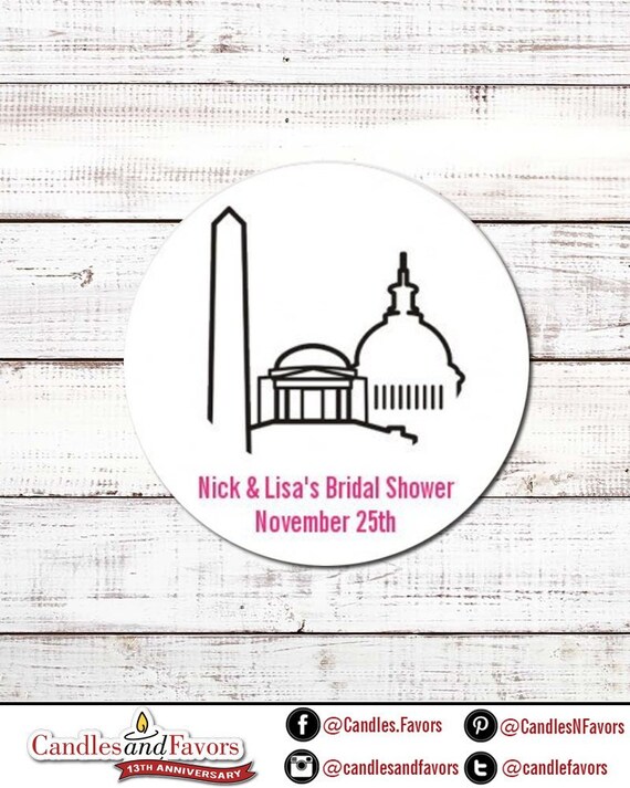 Washington DC Skyline Personalized Round Bridal Shower / Wedding