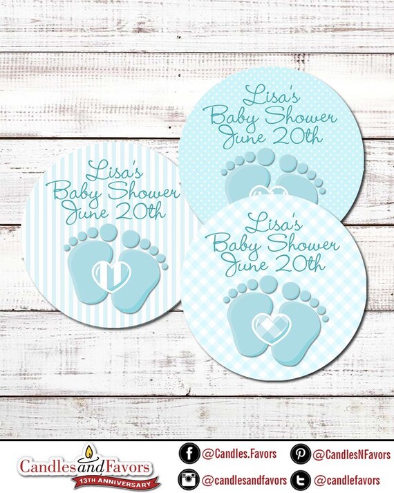 Oh Baby Blue Personalized Round Baby Shower Sticker Labels | Baby Feet Baby Shower Stickers | It's A Boy Sticker Label | Available 10 Size Il_570xn
