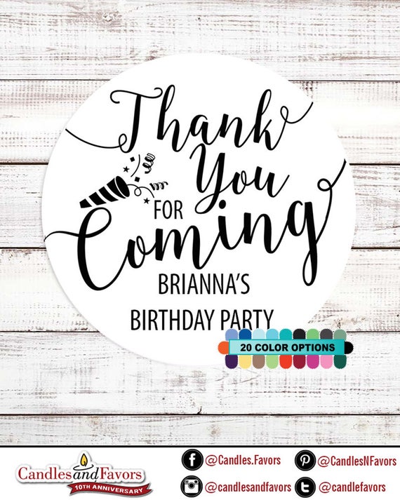 48 Birthday Stickers Personalised Labels Thank You For Coming To