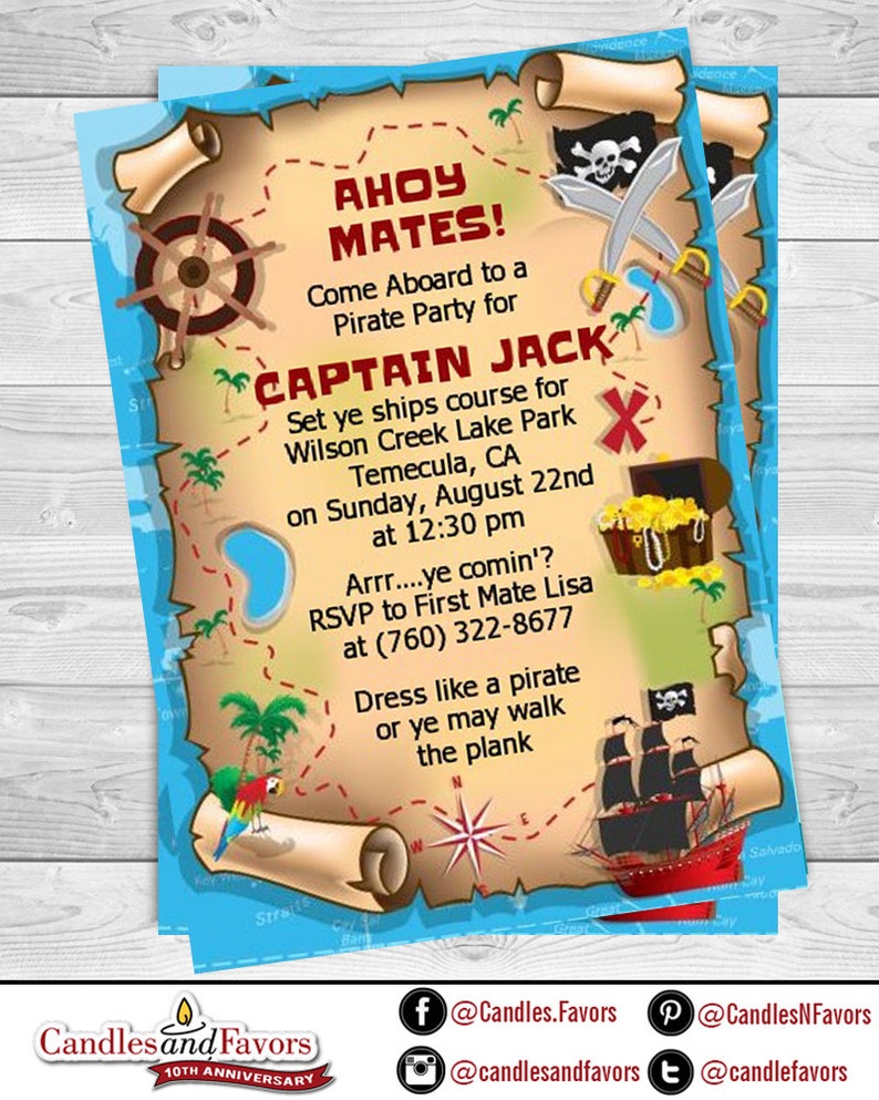 Pirate Treasure Map - Printable Birthday Bash Invitation photo about Pirate Treasure Map Printable titled Pirate Treasure Map - Printable Birthday Bash Invitation