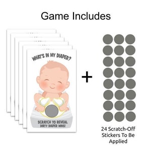 What's In My Diaper® Baby Shower Scratch Off Game 24 Baby Shower Scratch Off Tickets Diaper Baby Shower Scratcher Baby Shower Game Idea image 4