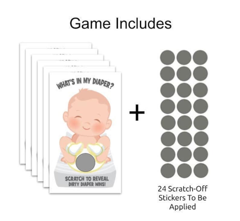 What's In My Diaper® Baby Shower Scratch Off Game 24 Baby Shower Scratch Off Tickets Diaper Baby Shower Scratcher Baby Shower Game Idea image 4