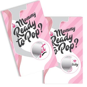 Est-ce que maman est prête à éclater en rose - Jeu à gratter pour baby shower - Jeu de baby shower bleu prêt à éclater - Lot de 24 cartes