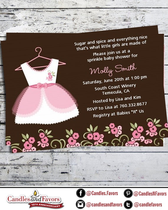 Little Girl Dress Baby Shower Invitation Pink Baby Shower Invite