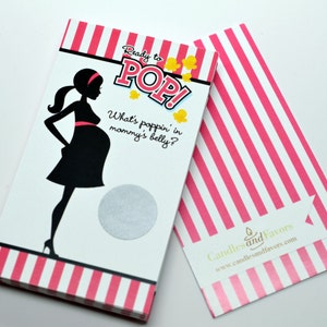 Rose foncé prêt à éclater - Jeu à gratter baby shower - Jeu de baby shower rose foncé prêt à éclater - Lot de 20 cartes