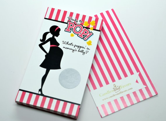 Ready To Pop® Dark Pink - Baby Shower Scratch Off Game - Ready To Pop Dark Pink Baby Shower Game - Pack of 20 Cards Il_570xn