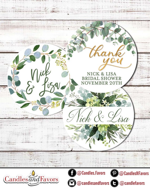 Thank You Stickers for Favors - Greenery Round Thank You Labels - Wedding Favor Shower Favor with Greenery | Bridal Shower Labels Il_570xn