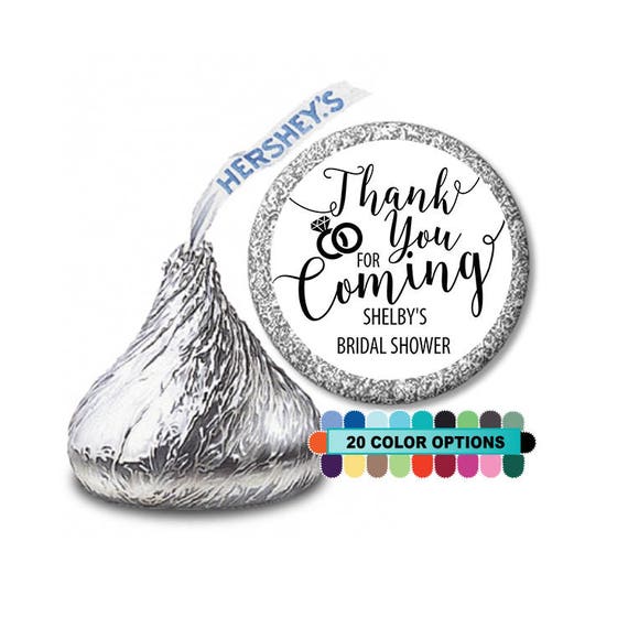 Thank You For Coming - Personalized Round Bridal Shower Hershey Kiss Sticker Labels - Wedding Candy Sticker Labels - 108 Hershey Kiss Labels Il_570xn