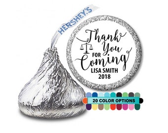 Thank You For Coming - Personalized Round Lawyer Hershey Sticker Labels - Attorney Hershey Kiss Sticker Label - 108 Hershey Labels