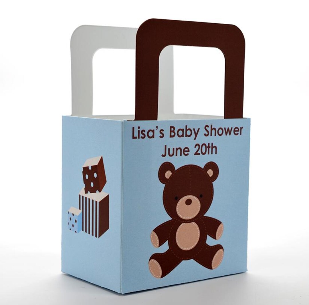 Baby Shower Favor Boxes - Teddy Bear - Personalized Custom Party Treat ...