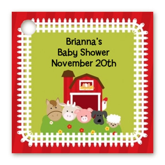Farm Animals Baby Shower Custom Favor Tags - Set of 20 - Farm Animals Personalized Printed Party Favor Gift Tags Il_570xn