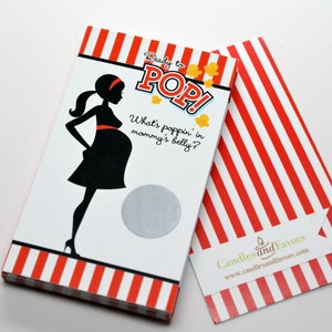 Ready To Pop - Jeu à gratter baby shower - Jeu de douche à rayures rouges prêt à éclater - Lot de 20 cartes