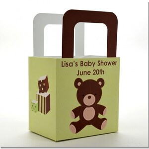 Baby Shower Favor Boxes Teddy Bear Personalized Custom Party Treat Container Gift Bags Set Of 10 image 3