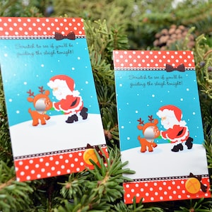 Renne au nez rouge - lot de jeux à gratter Noël - vacances / fête de Noël jeu de cartes à gratter - 15 cartes de Noël à gratter