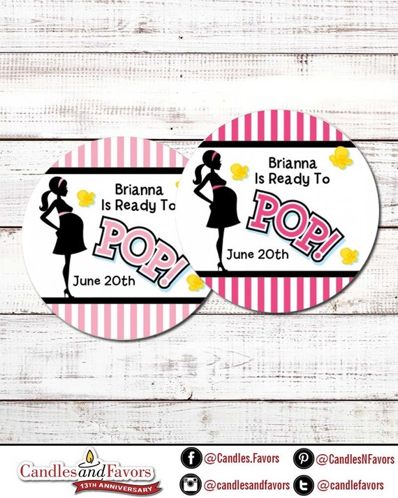 Ready To Pop® Pink- Personalized Round Baby Shower Sticker Labels - Available in 10 Different Sizes - About To Pop® Baby Shower Stickers Il_570xn