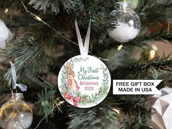 Personalized First Christmas Peter Rabbit | Baby's 1st Christmas Ornament| Baby First Christmas | Personalized Baby Christmas Ornament Il_570xn
