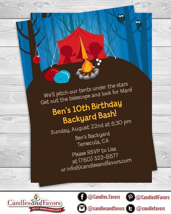 Camping - Birthday Party Invitation Professionally printed *or* DIY printable PDF Il_570xn