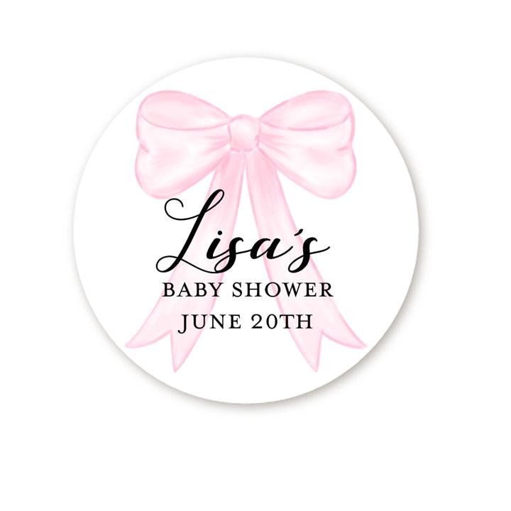Pink Bow Baby Shower Sticker Favors, Personalized Baby Sprinkle Favors Labels, Baby Shower Custom Stickers, Baby Shower Label Favor Idea