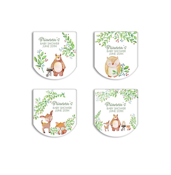 30 Woodland hand sanitizer baby shower favor labels, Rustic baby shower, Baby animal baby shower favor label, hand sanitizer favor label Il_570xn