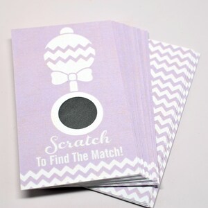 20 cartes à gratter lilas - Jeu de baby shower - Jeux de société pour baby shower