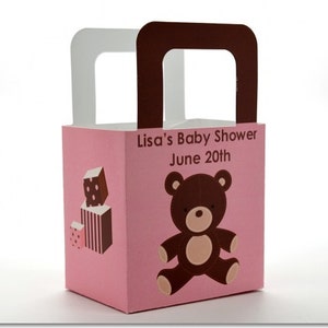 Baby Shower Favor Boxes Teddy Bear Personalized Custom Party Treat Container Gift Bags Set Of 10 image 2