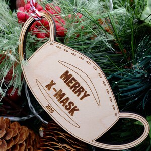 Merry X-Mask 2020 Ornament | Mask Shape Christmas Ornament | Funny 2020 Ornament | Wood Ornament