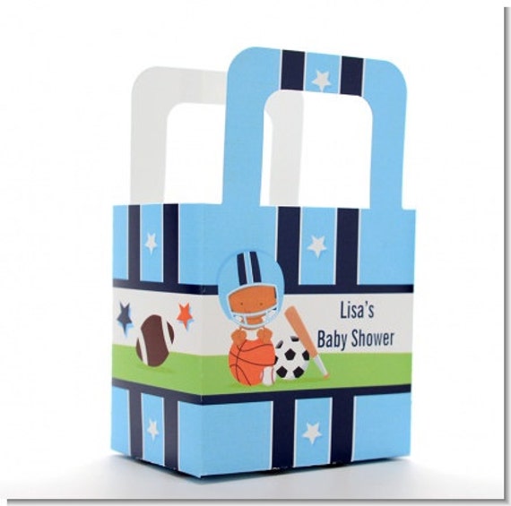 Baby Shower Favor Boxes - Sports - Personalized Custom Party Treat Container Gift Bags - Set Of 10 Il_570xn