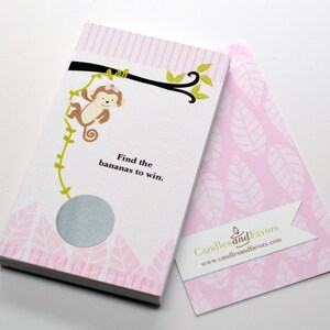 Monkey Girl - Jeu de grattage pour baby shower, lot de 20 cartes