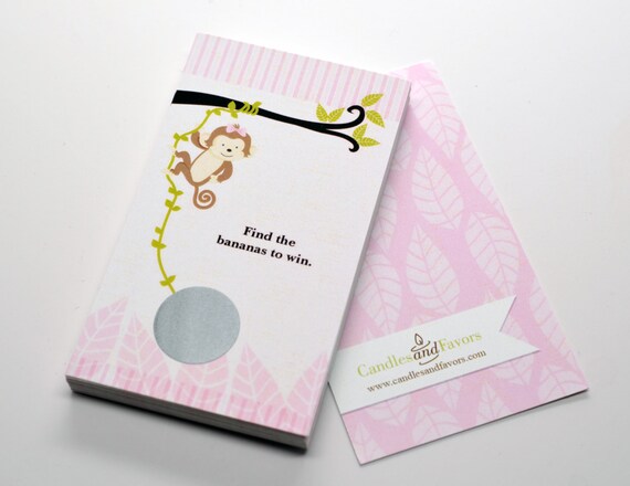 Monkey Girl - Baby Shower Scratch Off Game Pack of 20 Cards Il_570xn