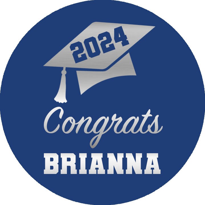 Personalized Graduation Stickers, Silver & Blue Foil Labels, Chocolate ...