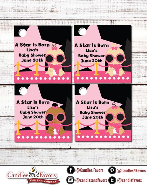 A Star Is Born Hollywood Black/Pink - Baby Shower Custom Favor Tags – Set of 20 - - Personalized Printed Party Favor Gift Tags Il_570xn