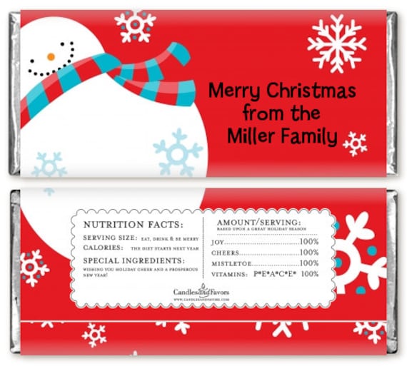 12 Snowman Fun Christmas Candy Bar Wrappers - Personalized Custom Sweet Treat Christmas Party Favors Il_570xn
