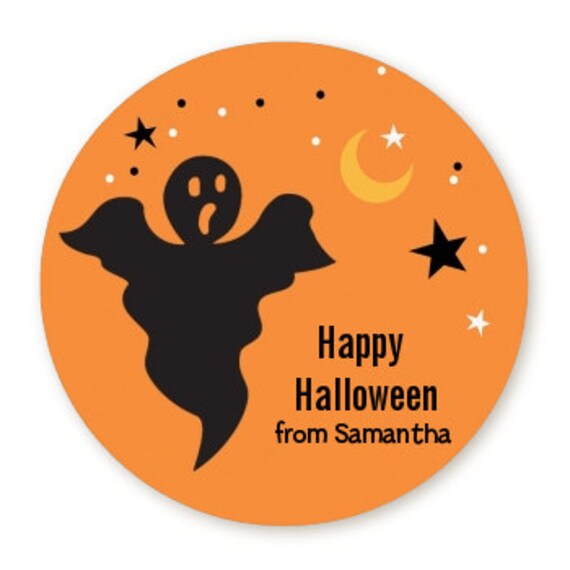 Spooky Ghost - Personalized Round Halloween Sticker Labels - Available in 10 Different Sizes Il_570xn