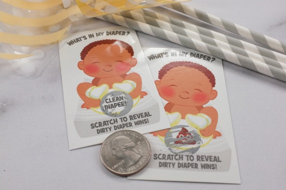 What's In My Diaper® African American Baby Shower Scratch Off Game | 24 Baby Shower Scratch Off Tickets | Diaper Baby Shower Scratcher Il_570xn