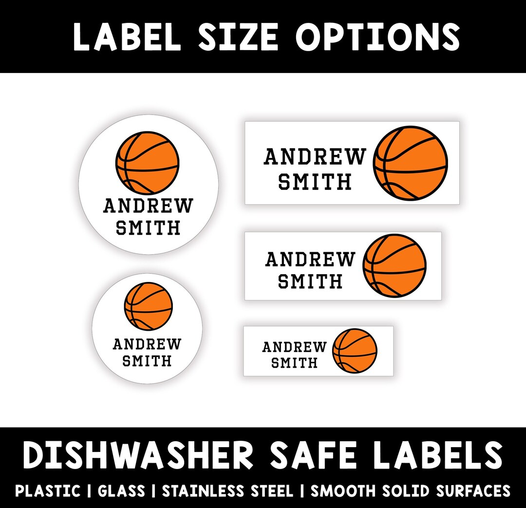 Personalized Kids Name Labels, Waterproof Basketball Stickers, Supplies ...
