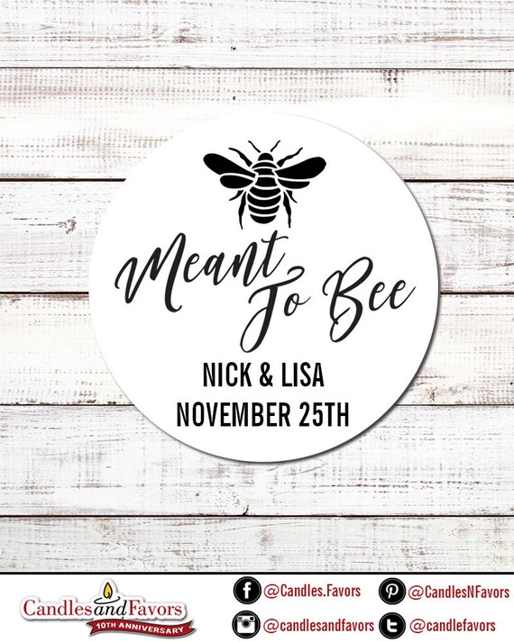 Meant To Bee Round Personalized Bridal Shower Sticker Labels – Black, Set Of ?