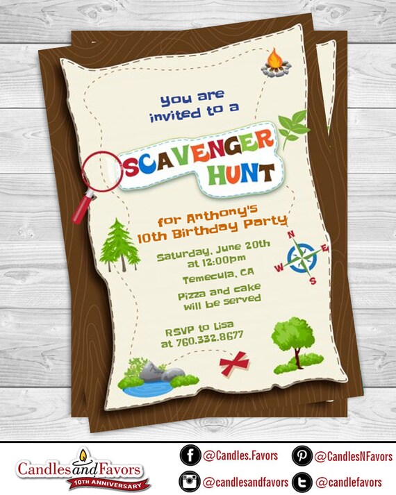 Scavenger Hunt - Printable Birthday Party Invitations Il_570xn
