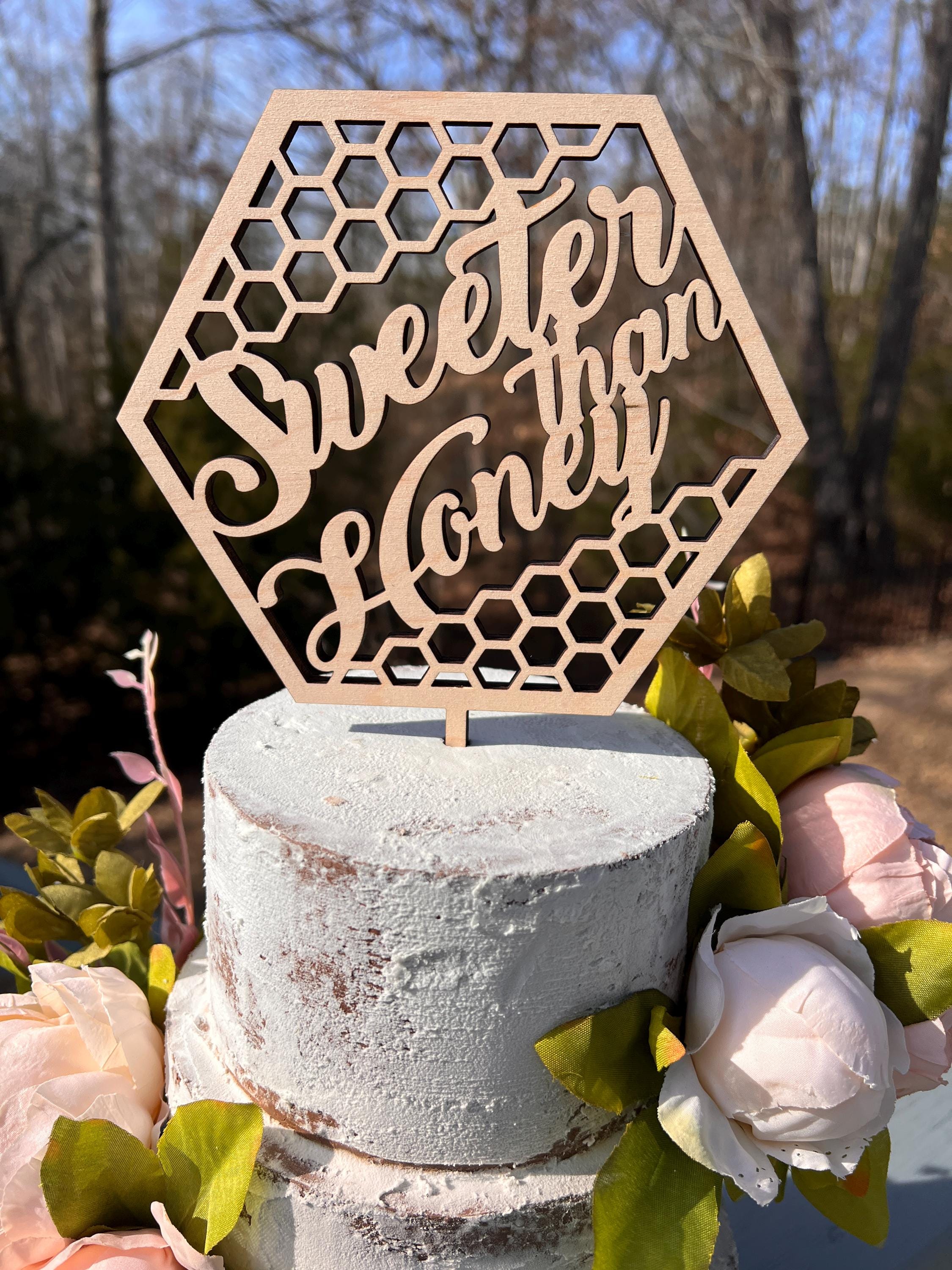 Sweeter Than Honey Baby Shower Cake Topper | Honeycomb Wedding Cake Decor | Bridal Shower Cake Decor | Bee Wedding Decor | Maple Topper