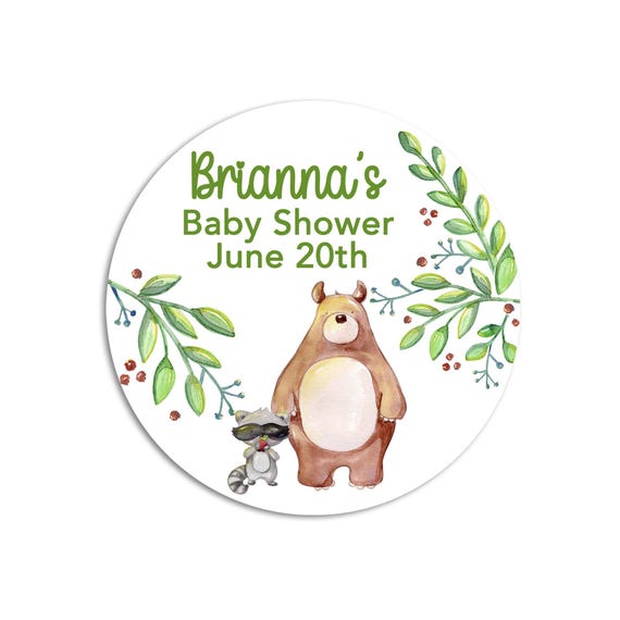 Pegatna Redonda Baby Shower Anmales Del Bebé
