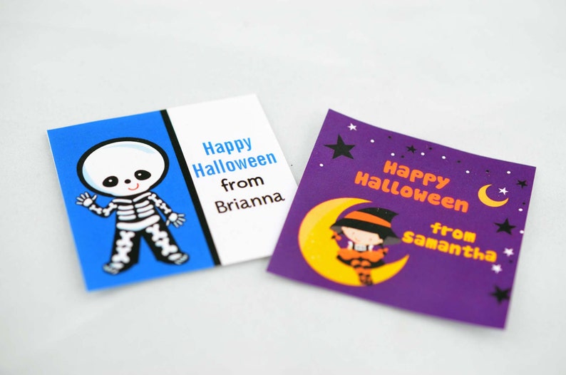 Haunted House Personalized Square Halloween Card Stock Favor Tags Available image 2
