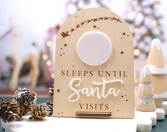 Sleeps Until Christmas Sign, Christmas Countdown Ornament, Santa Countdown Ornament, Kids Christmas Ornament, Dry Erase Interactive Ornament